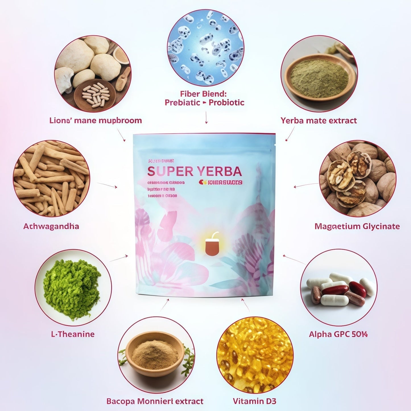 Zooone Super Yerba | Yerba Mate Instant Drink Powder | RASPBERRY LEMONADE Flavor | 30 Servings